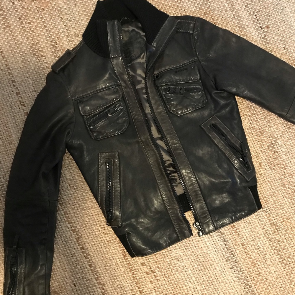 ENERGIE leather motorcycle jacket